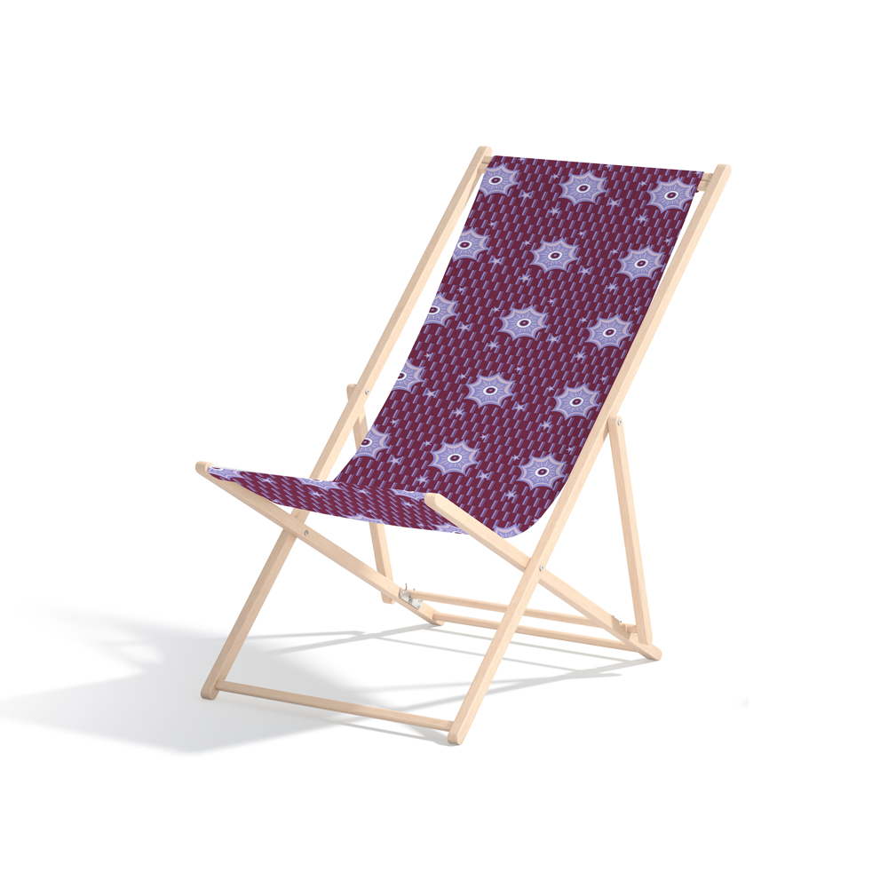 Afrikan Star Prince printed mocked up on a beach chair. Designed by Nanjala Design