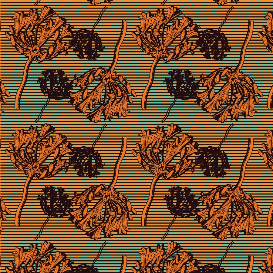 Agapanthus africana pattern design motif by Nanjala Design 2022