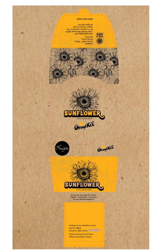 Nanjala Edible Grow Kit for Kids; sunflower surround package.(2022) © The Nanjala Company Limited