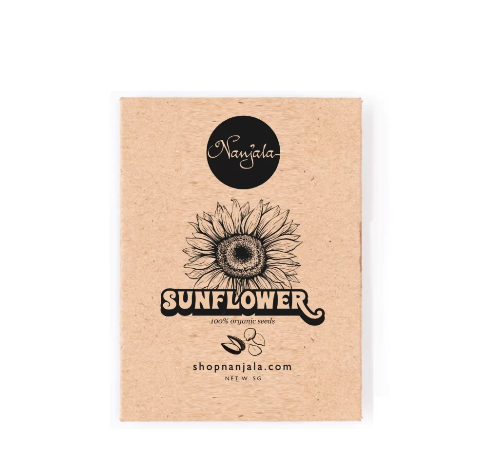 Nanjala Edible Grow Kit for Kids; sunflower seeds enveloped package.(2022) © The Nanjala Company Limited
